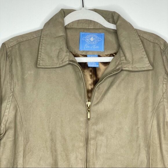 Charles River Apparel Suede Polyester Tan Zip Up Jacket - Picture 2 of 7